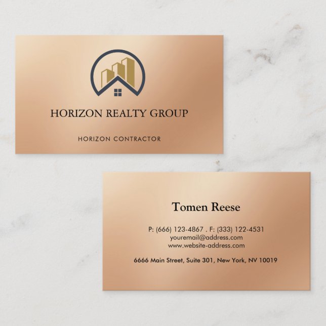    Rose Gold | Red Colour Real Estate Business Card (Front/Back)