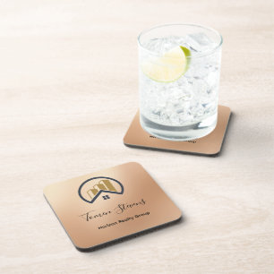 Rose Gold Red Colour Real Estate Coaster
