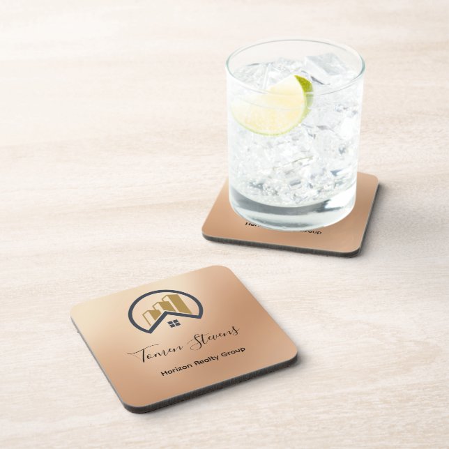 Rose Gold | Red Colour Real Estate Coaster (Right Side)