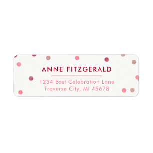 Rose Gold & Red Confetti Return Address Labels