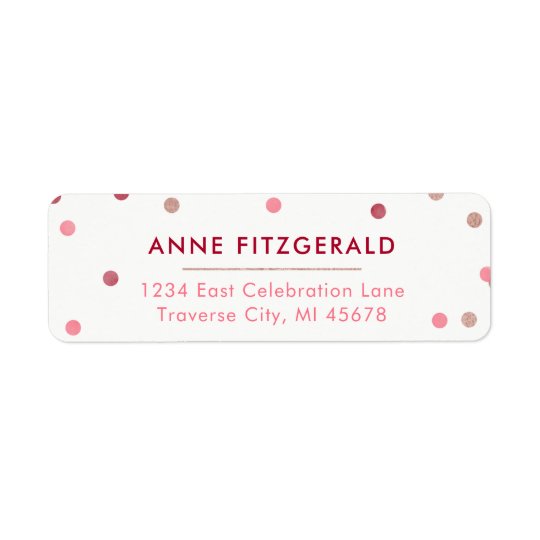 Rose Gold & Red Confetti Return Address Labels