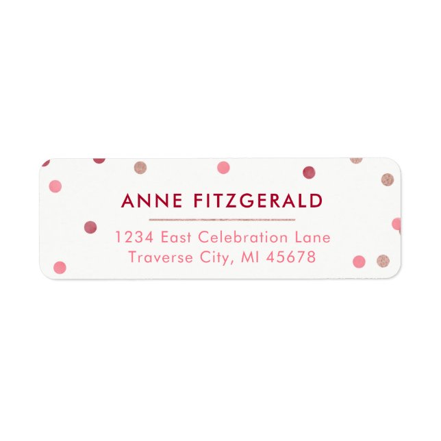 Rose Gold & Red Confetti Return Address Labels (Front)