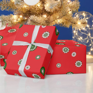 Rose Gold Red green Polka Dots Geometric Circle Wrapping Paper