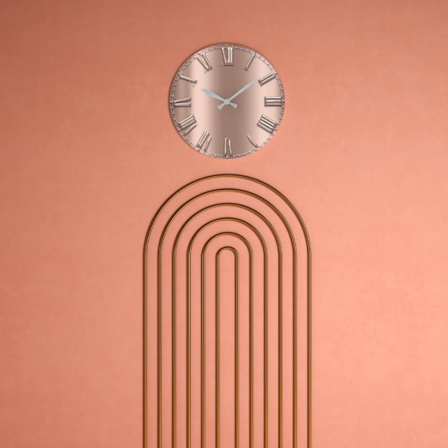 Rose Gold Relief Metal Skinny Silver Roman Numbers Large Clock (Rose Gold Relief Metal Skinny Silver Roman Numbers Large Clock)