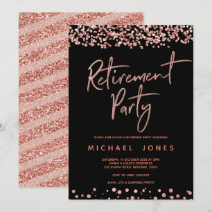 Rose gold retirement party invitation