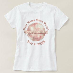 Rose Gold Retro Disco Ball PERSONALIZED T-Shirt