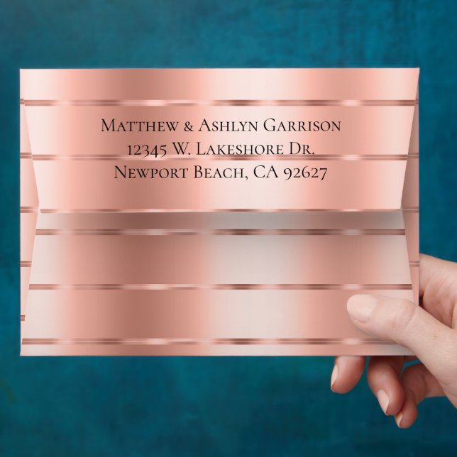 Rose Gold Ribbon Bow Bridal Shower Envelope (Hand)