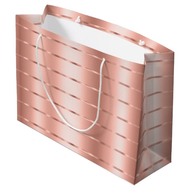 Rose Gold Ribbon Bow Bridal Shower Large Gift Bag (Back Angled)