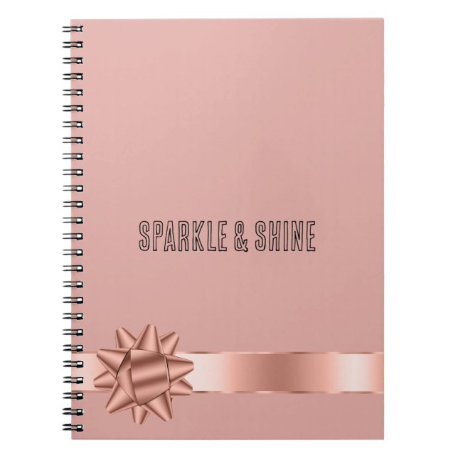 Rose Gold Ribbon Bow Notebook (Front)