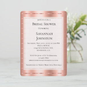 Rose Gold Ribbon Bridal Shower Invitation