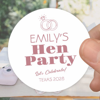 Rose Gold Rings Hen Party Classic Round Sticker