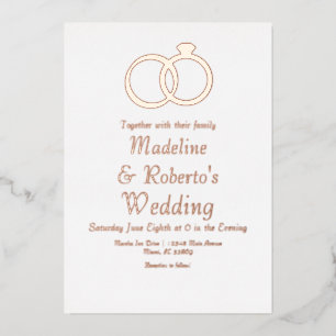 Rose Gold Rings Wedding Pressed Foil Invitations