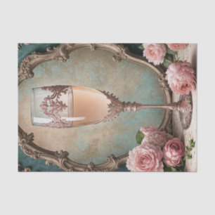 Rose Gold Rococo French Champagne Glass Decoupage  Tissue Paper