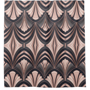 Rose Gold Romance Neo Art Deco Fan Design Shower Curtain