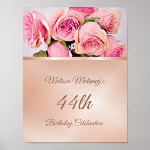 Rose Gold Roses Birthday Party Poster