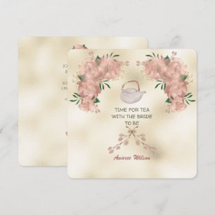 Rose Gold Roses Tea Shower Invitation
