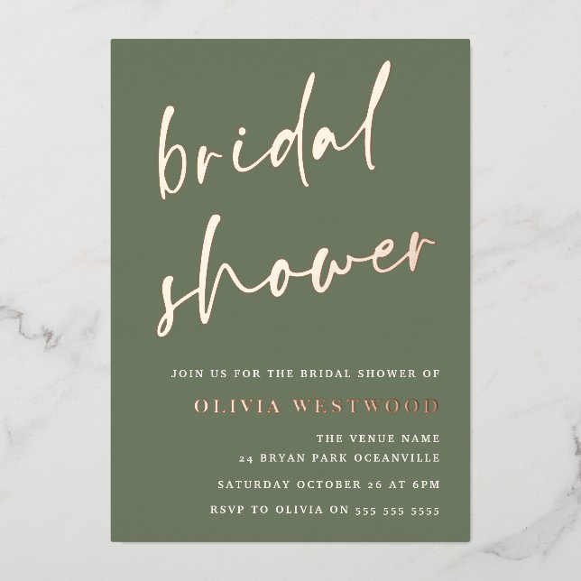 Rose Gold & Sage Green Bridal Shower Modern (Front)
