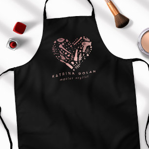 Rose Gold Salon Heart Stylist Personalised Name Apron