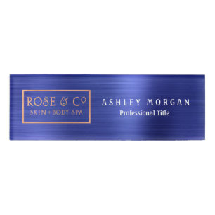 Rose Gold Sapphire Cobalt Blue Branding Name White Name Tag