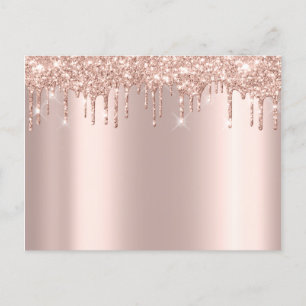 Rose Gold Sark Drips Minimal Simply Glam Announcement Postcard