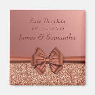 Rose Gold Satin Bow – Save The Date Magnet