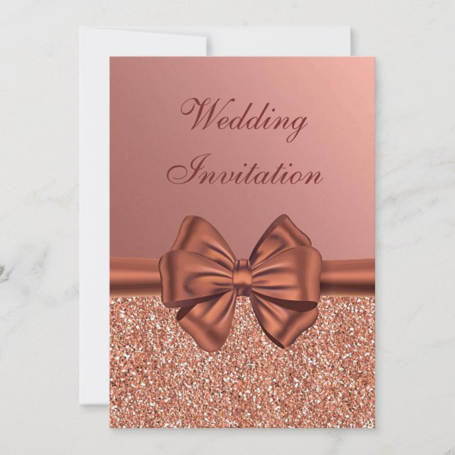 Rose Gold Satin Bow  – Wedding Invitation (Front)