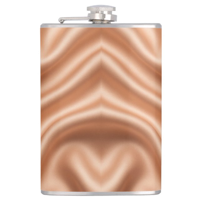 Rose Gold Satin Silk Abstract Luxury Pattern Hip Flask (Front)
