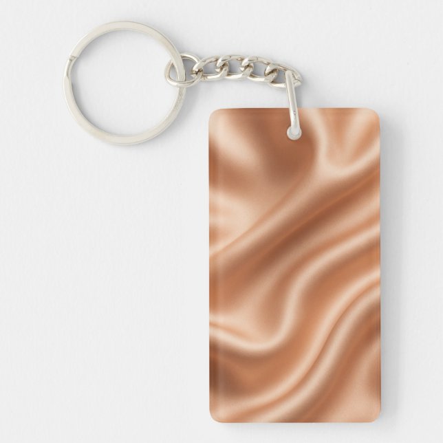 Rose Gold Satin Silk Abstract Luxury Pattern Key Ring (Front)