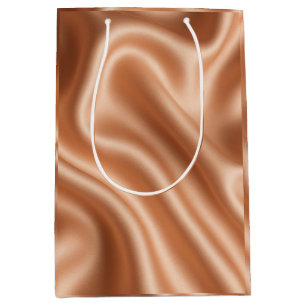 Rose Gold Satin Silk Abstract Luxury Pattern Medium Gift Bag