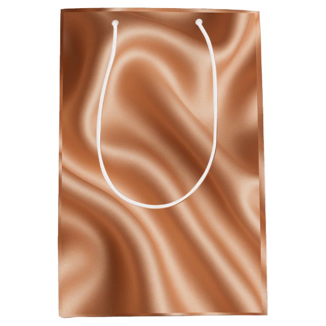 Rose Gold Satin Silk Abstract Luxury Pattern Medium Gift Bag (Front)