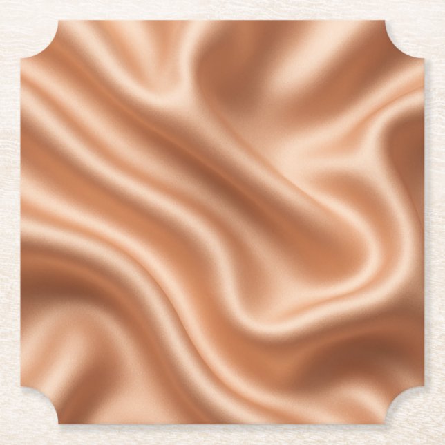 Rose Gold Satin Silk Abstract Luxury Pattern Paper Coaster (Front)