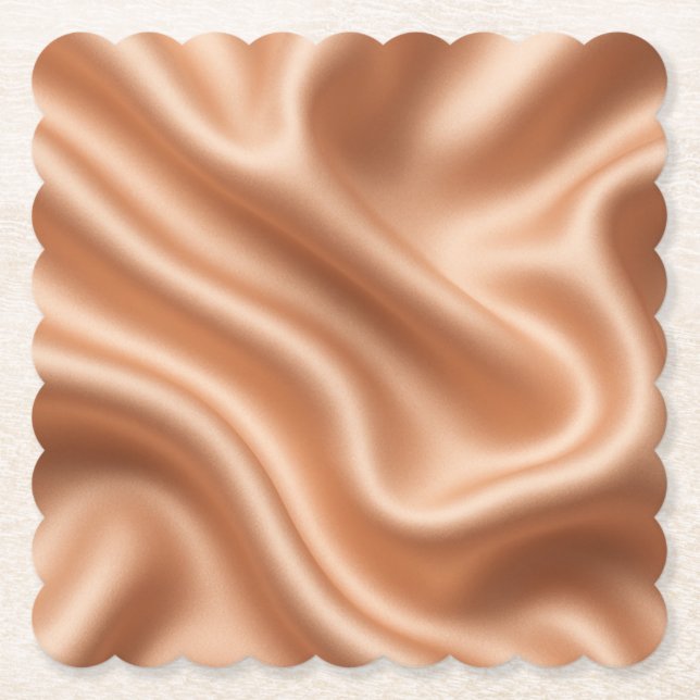 Rose Gold Satin Silk Abstract Luxury Pattern Paper Coaster (Front)
