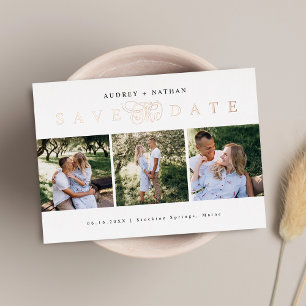 Rose Gold Save The Date Photo Collage