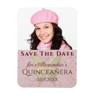 Rose Gold Save The Date Quinceanera Photo Magnet