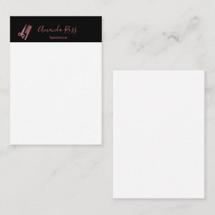 Rose gold scissors and comb black card