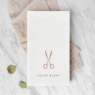 Rose Gold Scissors   Custom Hair Salon Name Napkin