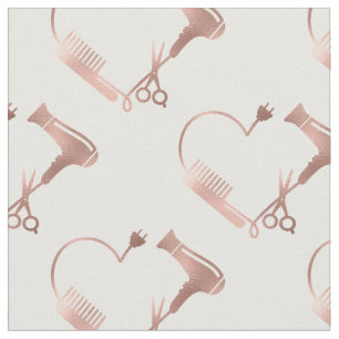 Rose Gold Scissors Hair Stylist  Salon Heart Fabric
