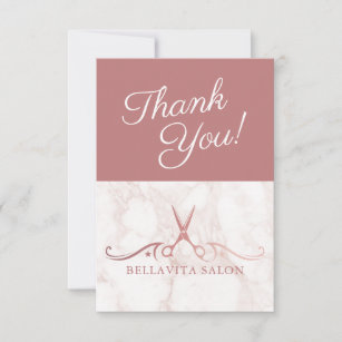 Rose Gold Scissors Marble Grand Opening Covid Thank You Card