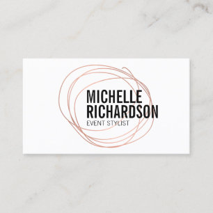 Rose Gold Scribble with Bold Text Abstract Design Business Card