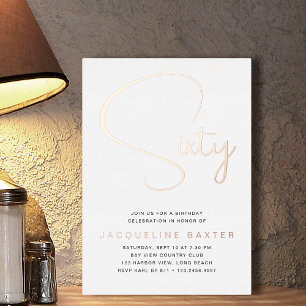 Rose Gold Script 60th Birthday Party