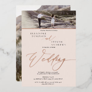 rose gold script blush 2 photos wedding