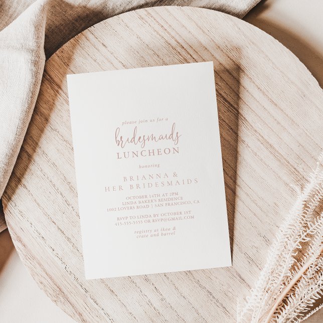 Rose Gold Script Bridesmaids Luncheon Shower  Invitation (Creator Uploaded)