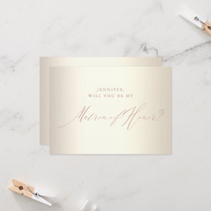 Rose Gold Script Champagne Matron of Honour Invitation