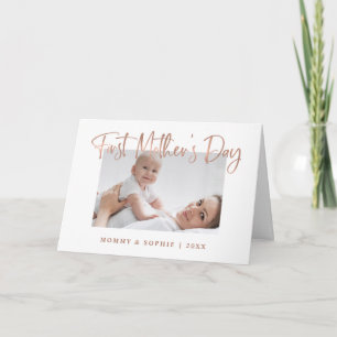 Rose Gold Script First Mother's Day Photo Card