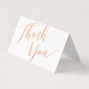 Rose Gold Script Font Calligraphy Thank You Business Card