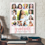 Rose Gold Script Graduation K–12 Photo Collage Canvas Print<br><div class="desc">Be proud, rejoice and showcase this milestone of your favourite grad. Create this girly, stunning, simple, modern, personalised high school graduation K – 12 photo collage canvas wall art for a keepsake you’ll always treasure. A fun, elegant visual of rose gold glitter script typography, along with her name, class year,...</div>