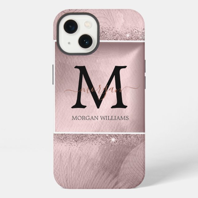 Rose Gold Script Monogram  iPhone Case (Back)