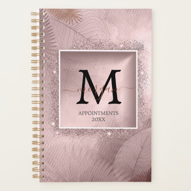Rose Gold Script Monogram  Planner (Front)