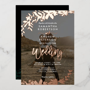 Rose gold script typography Floral photo wedding