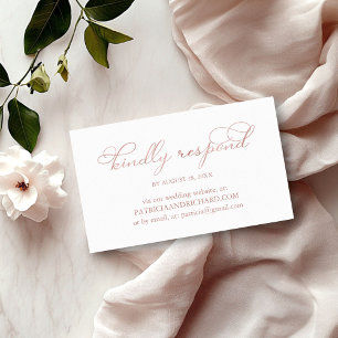 Rose Gold Script Wedding Online RSVP Insert Card